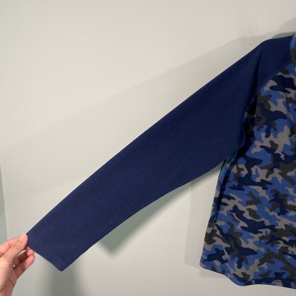 Columbia Boy's Blue Camo Quarter Zip Fleece Sweater Size M - Picture 5 of 8